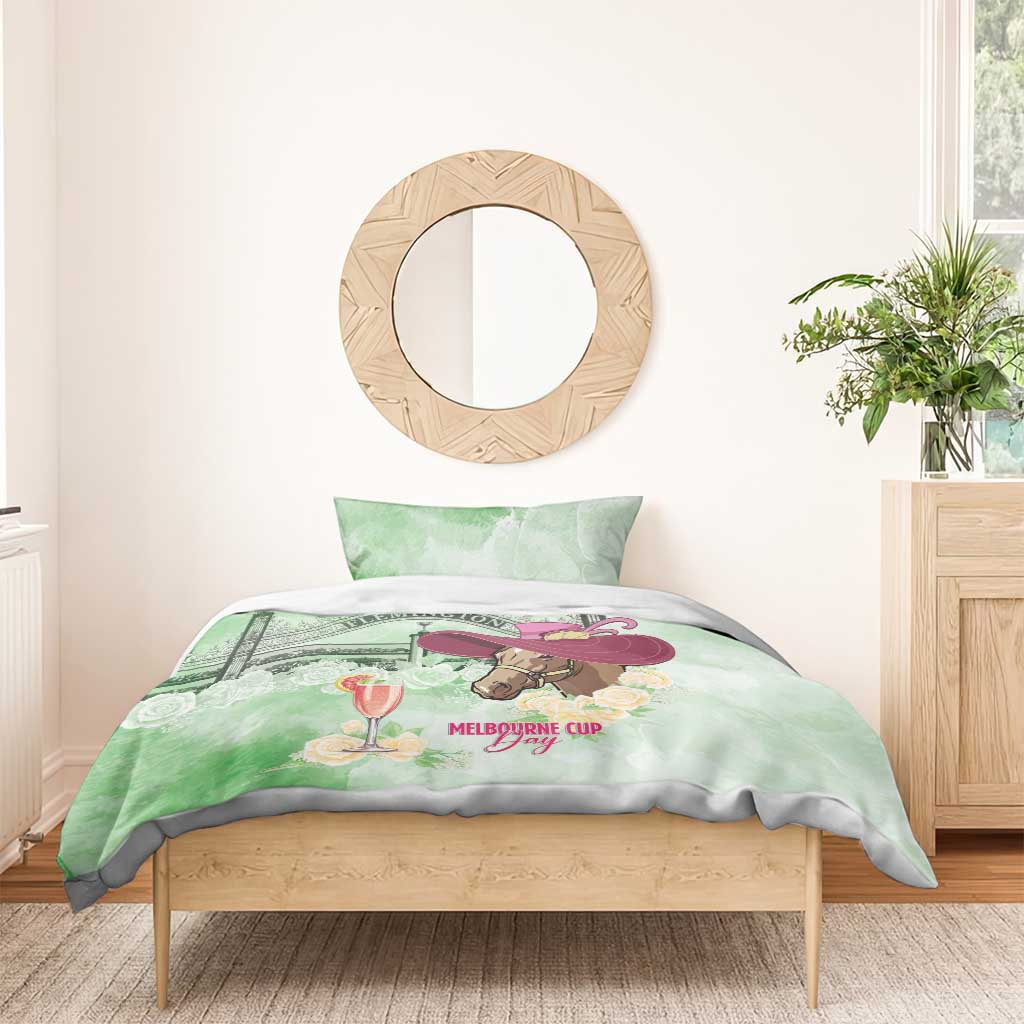 Australia Cup Melbourne Horse Racing Bedding Set Hats Heels & Horseshoes Yellow Roses - Aussie Hoodie