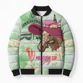 Australia Cup Melbourne Horse Racing Bomber Puffer Jacket Hats Heels & Horseshoes Yellow Roses - Aussie Hoodie