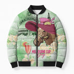 Australia Cup Melbourne Horse Racing Bomber Puffer Jacket Hats Heels & Horseshoes Yellow Roses - Aussie Hoodie