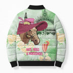 Australia Cup Melbourne Horse Racing Bomber Puffer Jacket Hats Heels & Horseshoes Yellow Roses - Aussie Hoodie