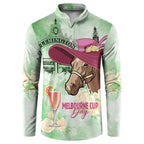 Australia Cup Melbourne Horse Racing Button Sweatshirt Hats Heels & Horseshoes Yellow Roses - Aussie Hoodie