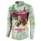 Australia Cup Melbourne Horse Racing Button Sweatshirt Hats Heels & Horseshoes Yellow Roses - Aussie Hoodie