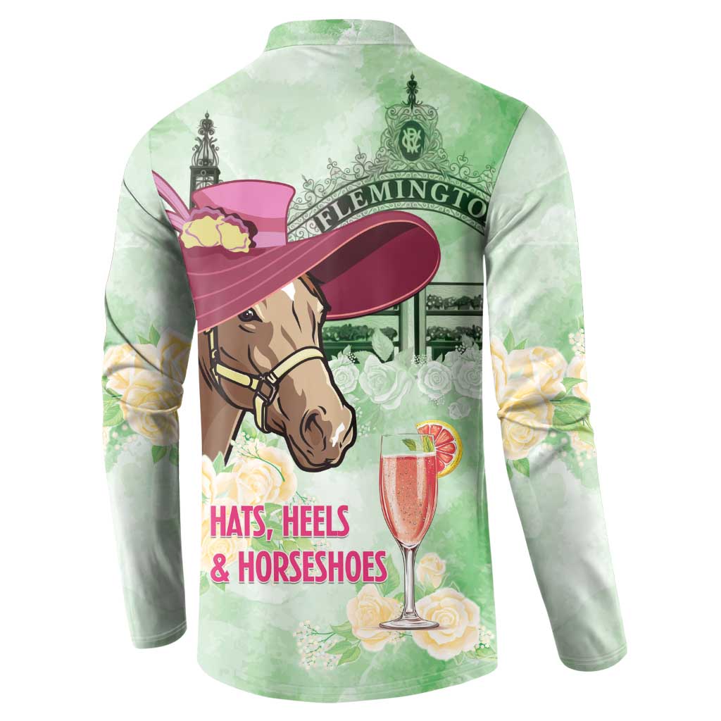 Australia Cup Melbourne Horse Racing Button Sweatshirt Hats Heels & Horseshoes Yellow Roses - Aussie Hoodie