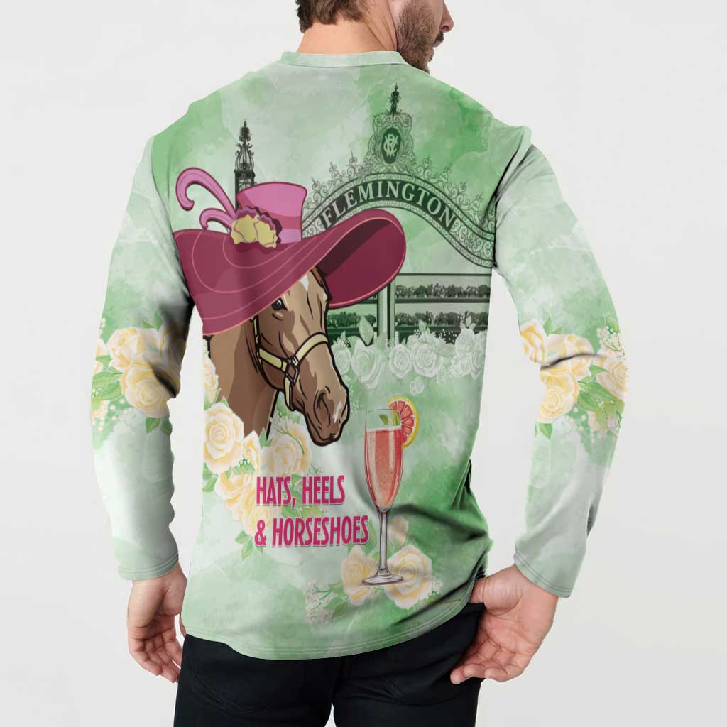 Australia Cup Melbourne Horse Racing Button Sweatshirt Hats Heels & Horseshoes Yellow Roses - Aussie Hoodie
