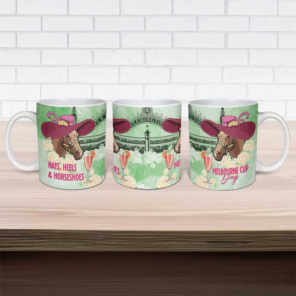 Australia Cup Melbourne Horse Racing Ceramic Mug Hats Heels & Horseshoes Yellow Roses - Aussie Hoodie
