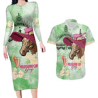 Australia Cup Melbourne Horse Racing Couples Matching Long Sleeve Bodycon Dress and Hawaiian Shirt Hats Heels & Horseshoes Yellow Roses - Aussie Hoodie