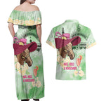 Australia Cup Melbourne Horse Racing Couples Matching Off Shoulder Maxi Dress and Hawaiian Shirt Hats Heels & Horseshoes Yellow Roses - Aussie Hoodie