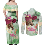Australia Cup Melbourne Horse Racing Couples Matching Off Shoulder Maxi Dress and Long Sleeve Button Shirt Hats Heels & Horseshoes Yellow Roses - Aussie Hoodie