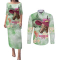 Australia Cup Melbourne Horse Racing Couples Matching Puletasi and Long Sleeve Button Shirt Hats Heels & Horseshoes Yellow Roses - Aussie Hoodie