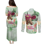 Australia Cup Melbourne Horse Racing Couples Matching Puletasi and Long Sleeve Button Shirt Hats Heels & Horseshoes Yellow Roses - Aussie Hoodie