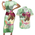 Australia Cup Melbourne Horse Racing Couples Matching Short Sleeve Bodycon Dress and Hawaiian Shirt Hats Heels & Horseshoes Yellow Roses - Aussie Hoodie