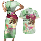 Australia Cup Melbourne Horse Racing Couples Matching Short Sleeve Bodycon Dress and Hawaiian Shirt Hats Heels & Horseshoes Yellow Roses - Aussie Hoodie