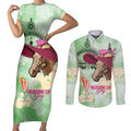 Australia Cup Melbourne Horse Racing Couples Matching Short Sleeve Bodycon Dress and Long Sleeve Button Shirt Hats Heels & Horseshoes Yellow Roses - Aussie Hoodie