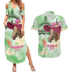 Australia Cup Melbourne Horse Racing Couples Matching Summer Maxi Dress and Hawaiian Shirt Hats Heels & Horseshoes Yellow Roses - Aussie Hoodie