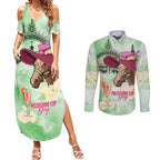 Australia Cup Melbourne Horse Racing Couples Matching Summer Maxi Dress and Long Sleeve Button Shirt Hats Heels & Horseshoes Yellow Roses - Aussie Hoodie