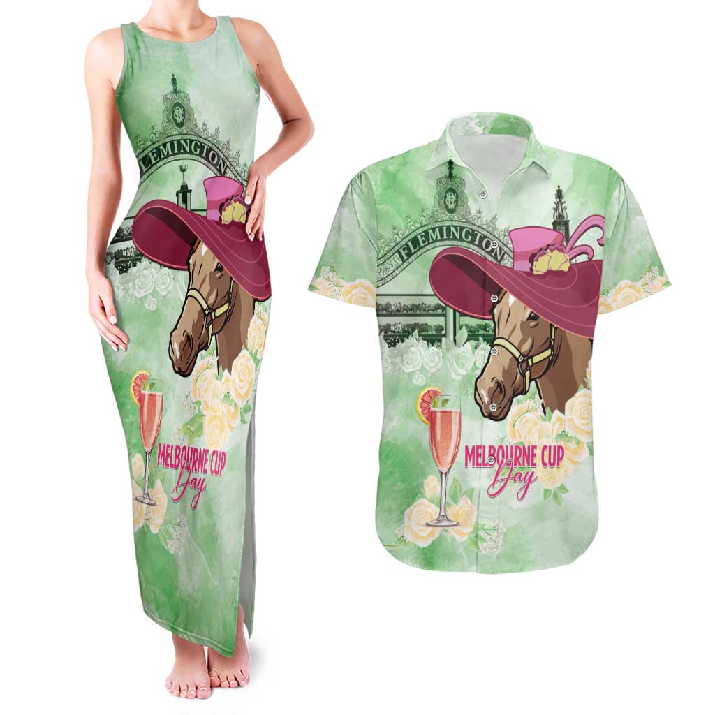 Australia Cup Melbourne Horse Racing Couples Matching Tank Maxi Dress and Hawaiian Shirt Hats Heels & Horseshoes Yellow Roses - Aussie Hoodie