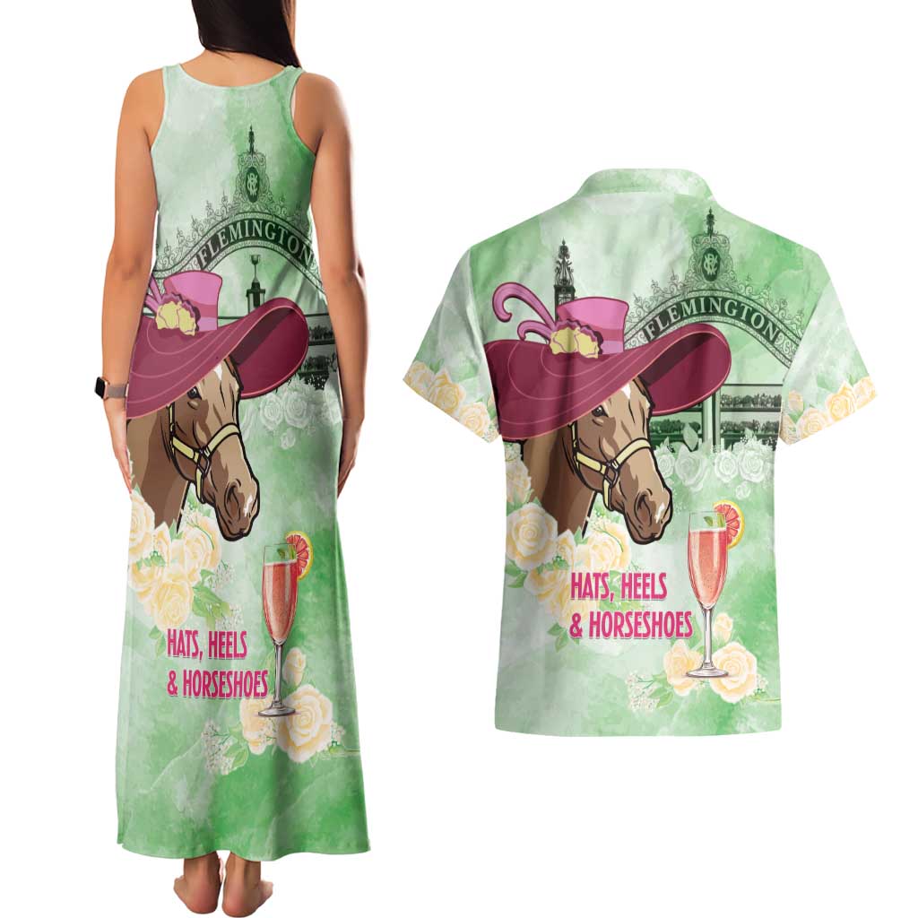 Australia Cup Melbourne Horse Racing Couples Matching Tank Maxi Dress and Hawaiian Shirt Hats Heels & Horseshoes Yellow Roses - Aussie Hoodie