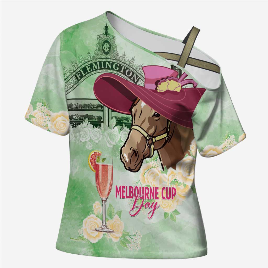 Australia Cup Melbourne Horse Racing Cross Shoulder Shirt Hats Heels & Horseshoes Yellow Roses - Aussie Hoodie