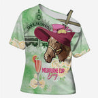 Australia Cup Melbourne Horse Racing Cross Shoulder Shirt Hats Heels & Horseshoes Yellow Roses - Aussie Hoodie