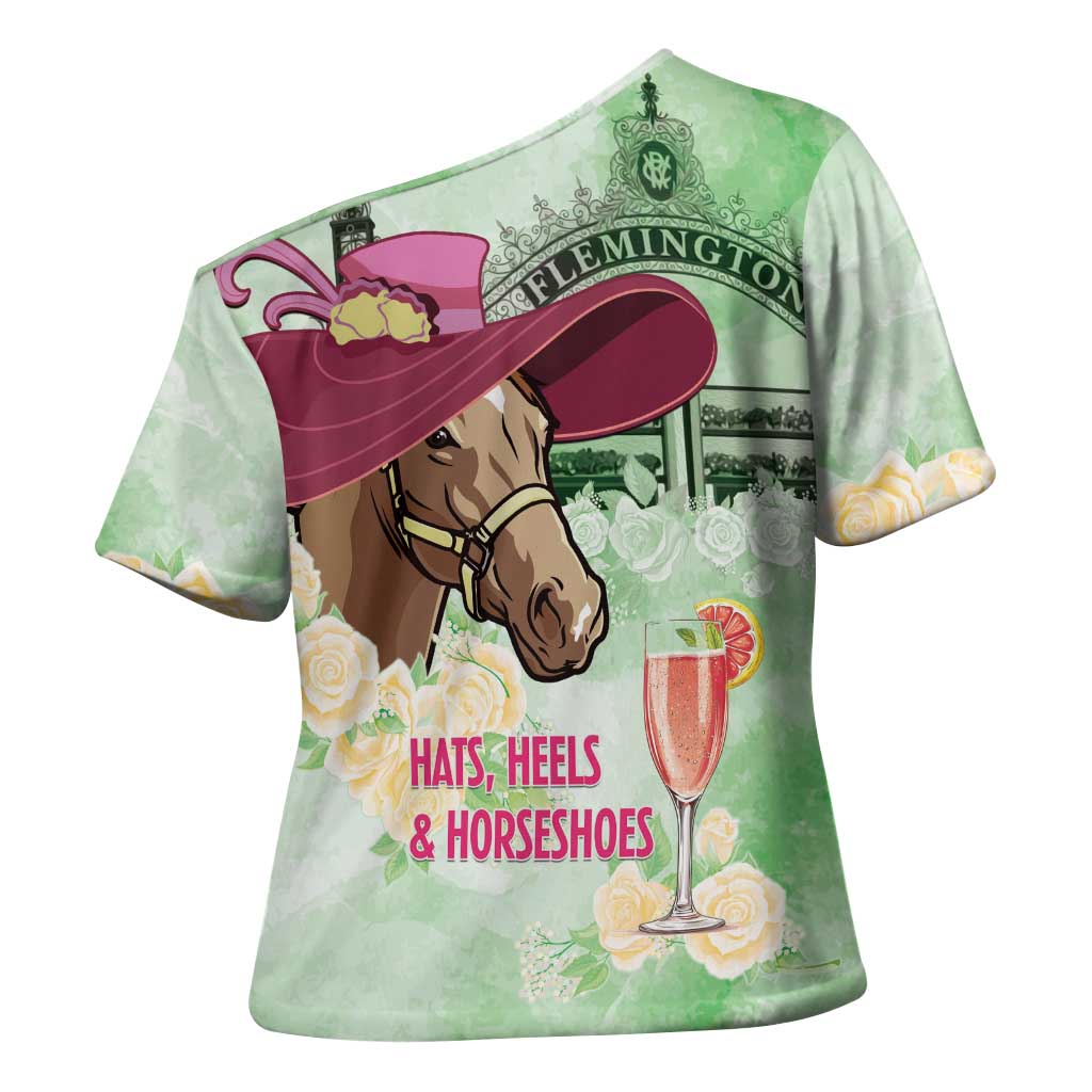 Australia Cup Melbourne Horse Racing Cross Shoulder Shirt Hats Heels & Horseshoes Yellow Roses - Aussie Hoodie