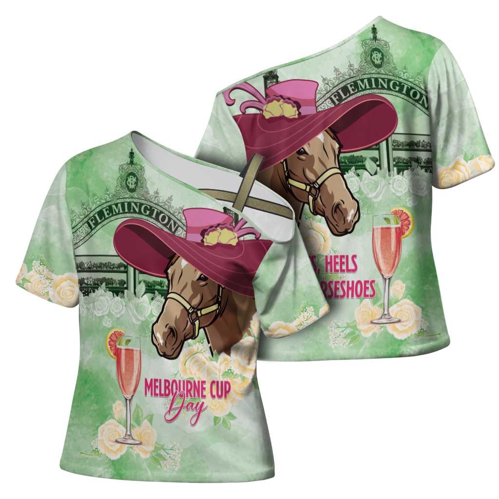 Australia Cup Melbourne Horse Racing Cross Shoulder Shirt Hats Heels & Horseshoes Yellow Roses - Aussie Hoodie