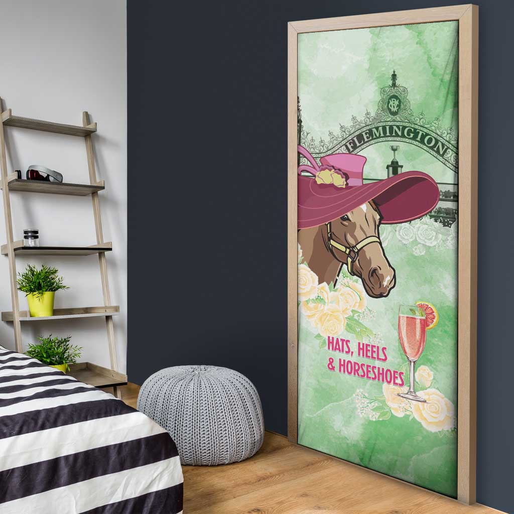 Australia Cup Melbourne Horse Racing Door Cover Hats Heels & Horseshoes Yellow Roses - Aussie Hoodie