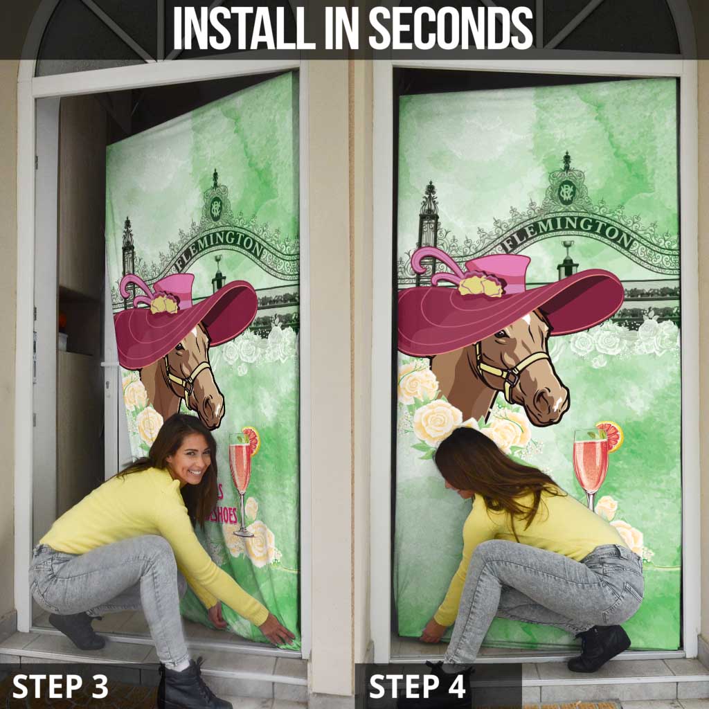 Australia Cup Melbourne Horse Racing Door Cover Hats Heels & Horseshoes Yellow Roses - Aussie Hoodie