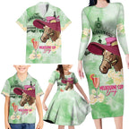 Australia Cup Melbourne Horse Racing Family Matching Long Sleeve Bodycon Dress and Hawaiian Shirt Hats Heels & Horseshoes Yellow Roses - Aussie Hoodie