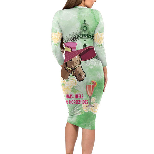 Australia Cup Melbourne Horse Racing Family Matching Long Sleeve Bodycon Dress and Hawaiian Shirt Hats Heels & Horseshoes Yellow Roses - Aussie Hoodie