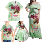 Australia Cup Melbourne Horse Racing Family Matching Off Shoulder Maxi Dress and Hawaiian Shirt Hats Heels & Horseshoes Yellow Roses - Aussie Hoodie