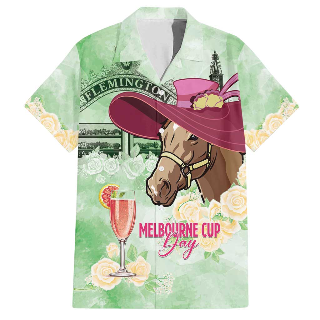 Australia Cup Melbourne Horse Racing Family Matching Off Shoulder Maxi Dress and Hawaiian Shirt Hats Heels & Horseshoes Yellow Roses - Aussie Hoodie
