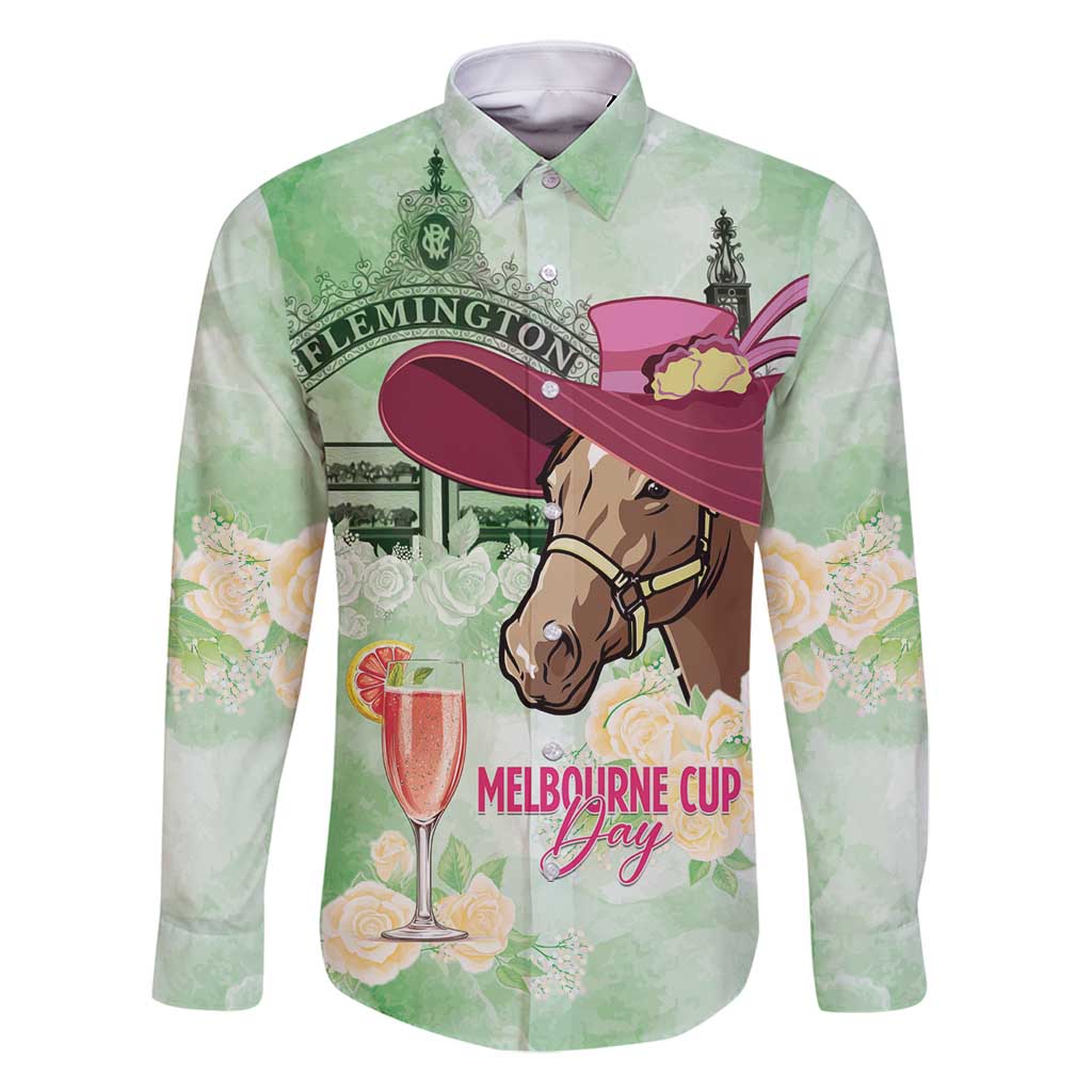 Australia Cup Melbourne Horse Racing Family Matching Off Shoulder Maxi Dress and Hawaiian Shirt Hats Heels & Horseshoes Yellow Roses - Aussie Hoodie