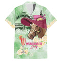 Australia Cup Melbourne Horse Racing Family Matching Off Shoulder Short Dress and Hawaiian Shirt Hats Heels & Horseshoes Yellow Roses - Aussie Hoodie