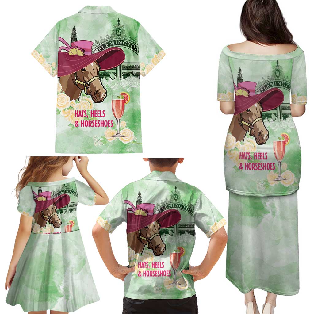 Australia Cup Melbourne Horse Racing Family Matching Puletasi and Hawaiian Shirt Hats Heels & Horseshoes Yellow Roses - Aussie Hoodie