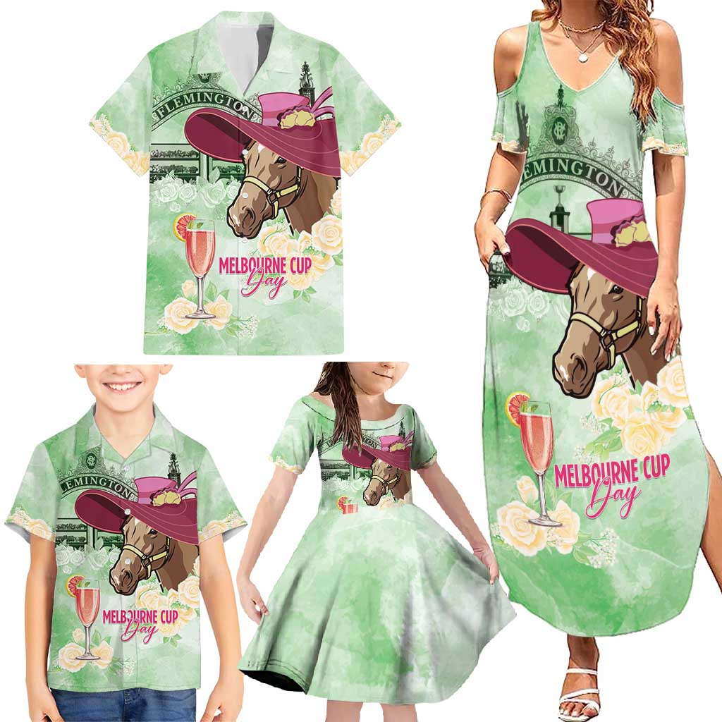 Australia Cup Melbourne Horse Racing Family Matching Summer Maxi Dress and Hawaiian Shirt Hats Heels & Horseshoes Yellow Roses - Aussie Hoodie