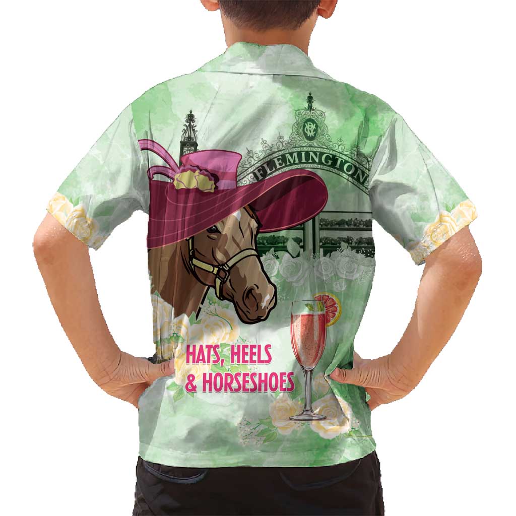 Australia Cup Melbourne Horse Racing Family Matching Summer Maxi Dress and Hawaiian Shirt Hats Heels & Horseshoes Yellow Roses - Aussie Hoodie