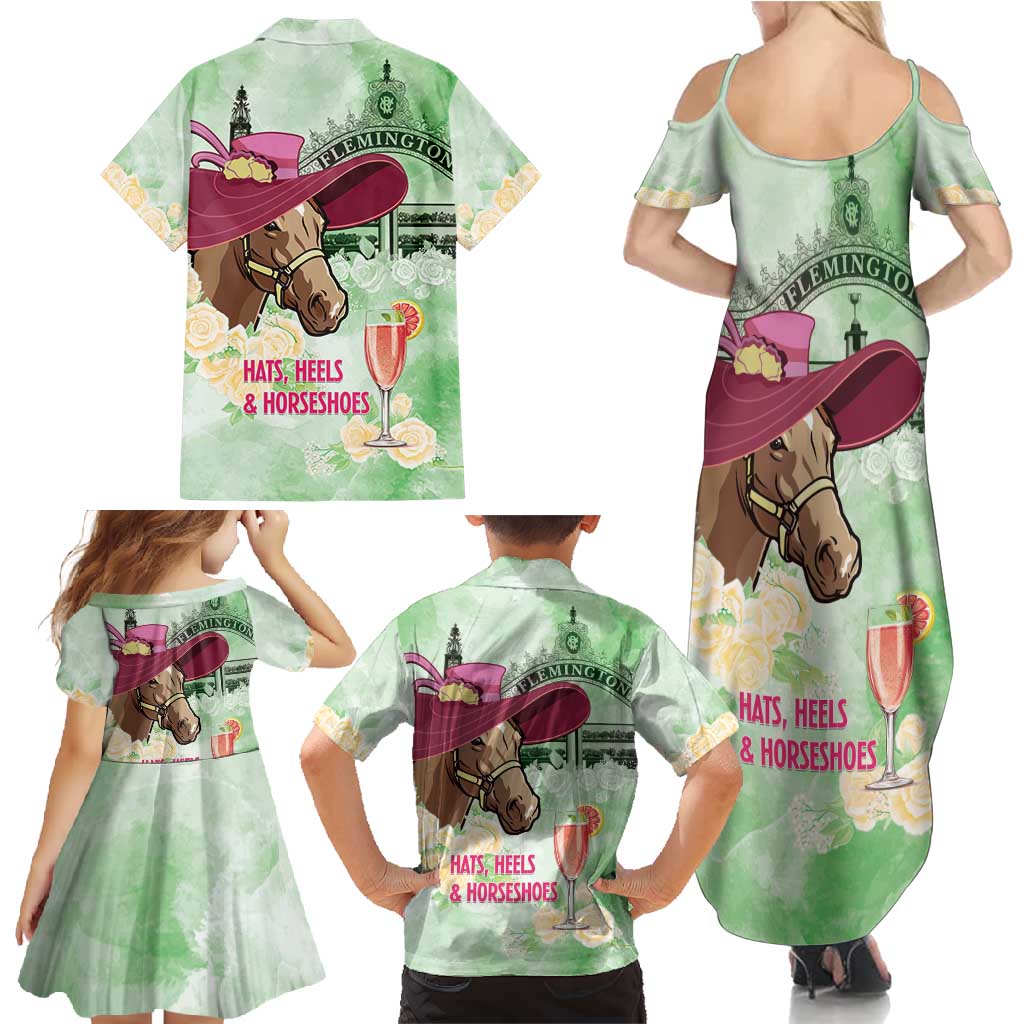 Australia Cup Melbourne Horse Racing Family Matching Summer Maxi Dress and Hawaiian Shirt Hats Heels & Horseshoes Yellow Roses - Aussie Hoodie