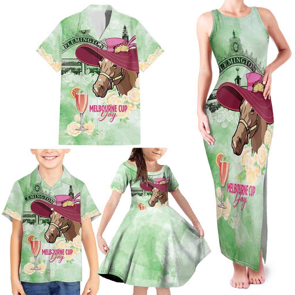 Australia Cup Melbourne Horse Racing Family Matching Tank Maxi Dress and Hawaiian Shirt Hats Heels & Horseshoes Yellow Roses - Aussie Hoodie