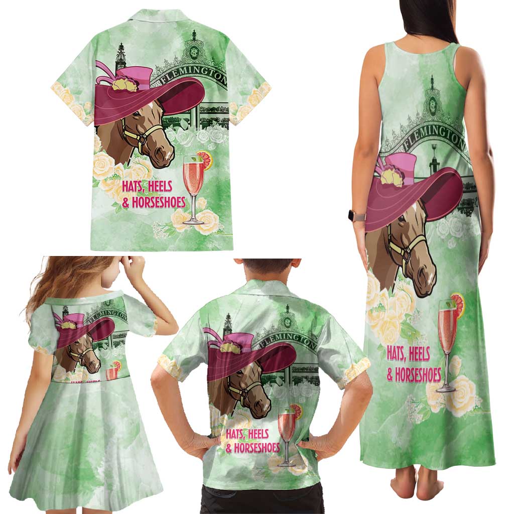 Australia Cup Melbourne Horse Racing Family Matching Tank Maxi Dress and Hawaiian Shirt Hats Heels & Horseshoes Yellow Roses - Aussie Hoodie