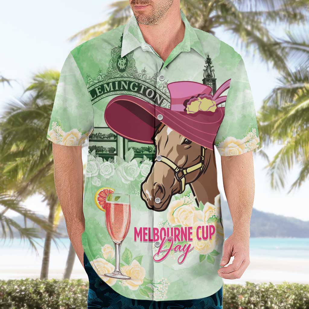 Australia Cup Melbourne Horse Racing Hawaiian Shirt Hats Heels & Horseshoes Yellow Roses - Aussie Hoodie