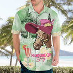 Australia Cup Melbourne Horse Racing Hawaiian Shirt Hats Heels & Horseshoes Yellow Roses - Aussie Hoodie