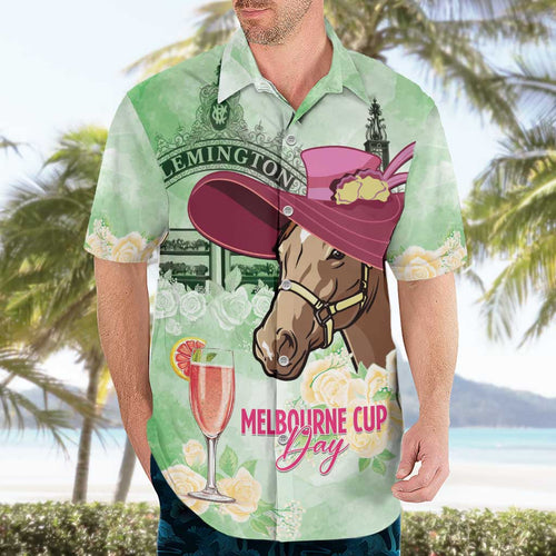 Australia Cup Melbourne Horse Racing Hawaiian Shirt Hats Heels & Horseshoes Yellow Roses - Aussie Hoodie