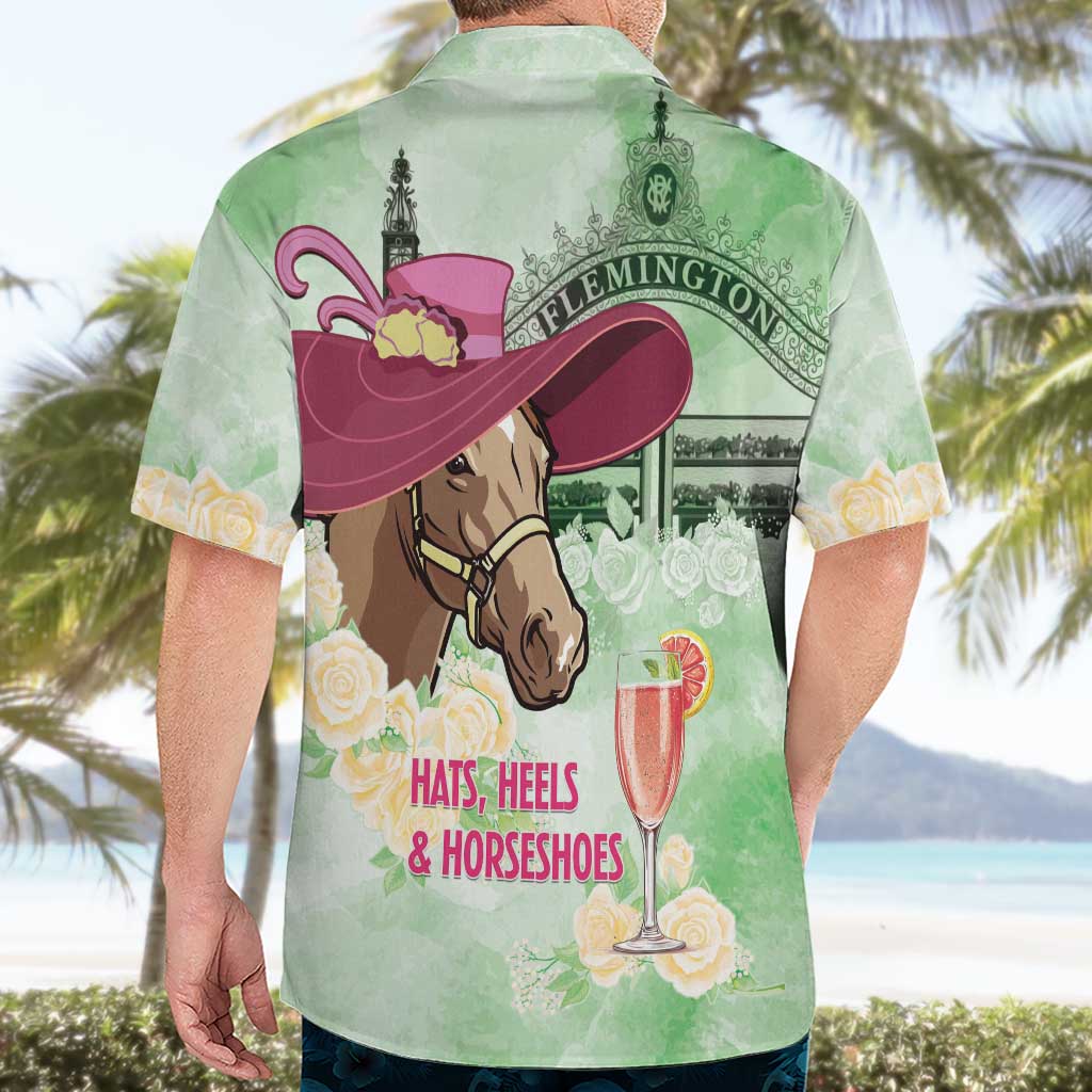 Australia Cup Melbourne Horse Racing Hawaiian Shirt Hats Heels & Horseshoes Yellow Roses - Aussie Hoodie