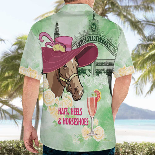 Australia Cup Melbourne Horse Racing Hawaiian Shirt Hats Heels & Horseshoes Yellow Roses - Aussie Hoodie