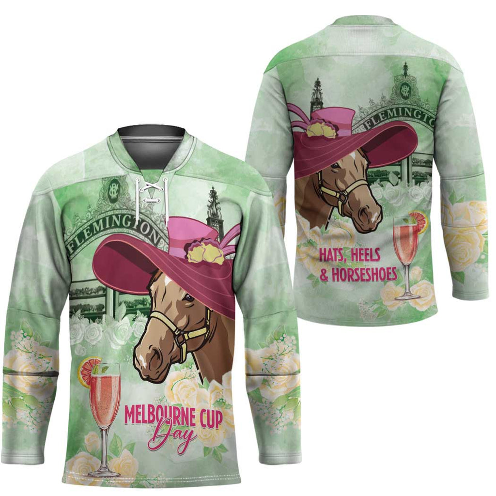 Australia Cup Melbourne Horse Racing Hockey Jersey Hats Heels & Horseshoes Yellow Roses - Aussie Hoodie