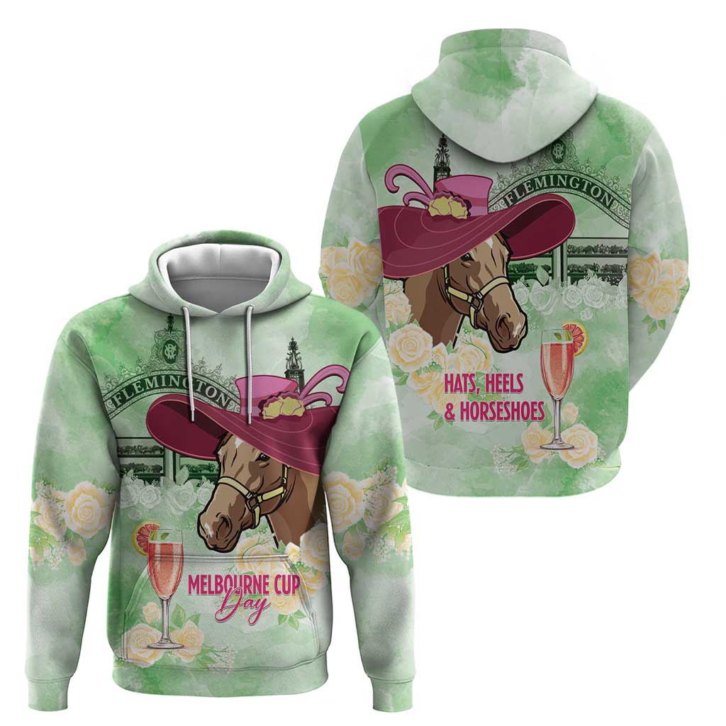 Australia Cup Melbourne Horse Racing Hoodie Hats Heels & Horseshoes Yellow Roses - Aussie Hoodie
