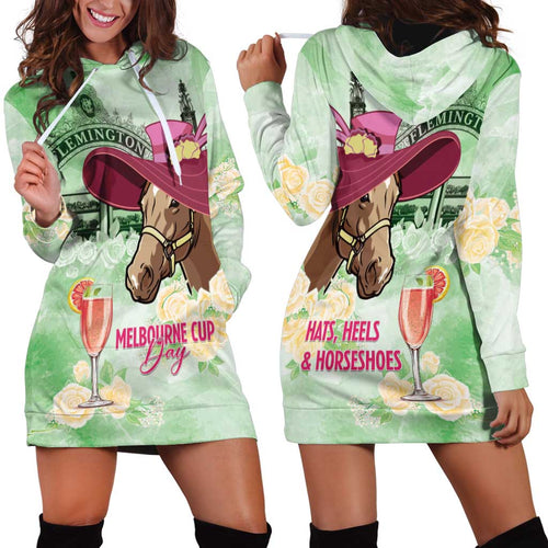 Australia Cup Melbourne Horse Racing Hoodie Dress Hats Heels & Horseshoes Yellow Roses - Aussie Hoodie