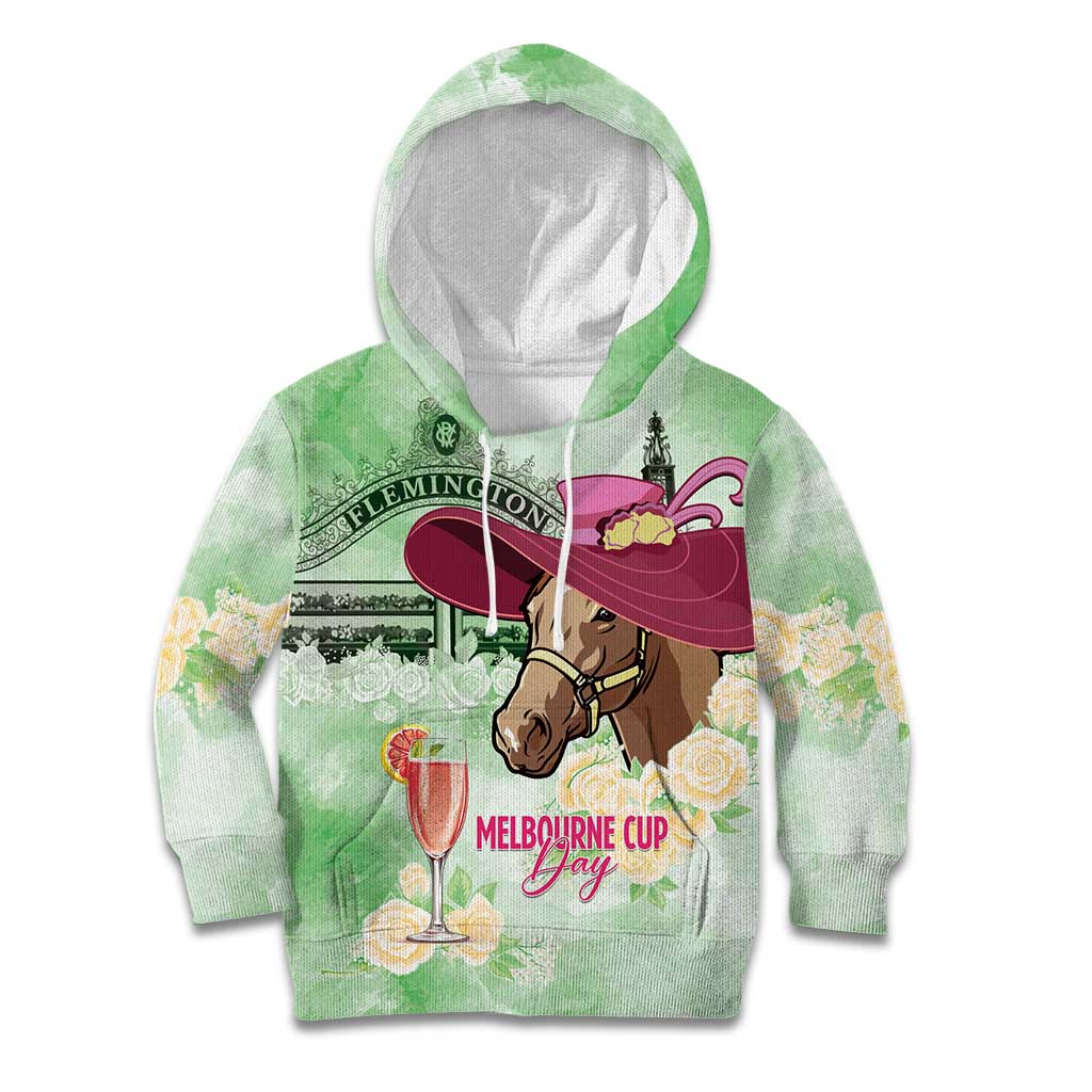 Australia Cup Melbourne Horse Racing Kid Hoodie Hats Heels & Horseshoes Yellow Roses - Aussie Hoodie