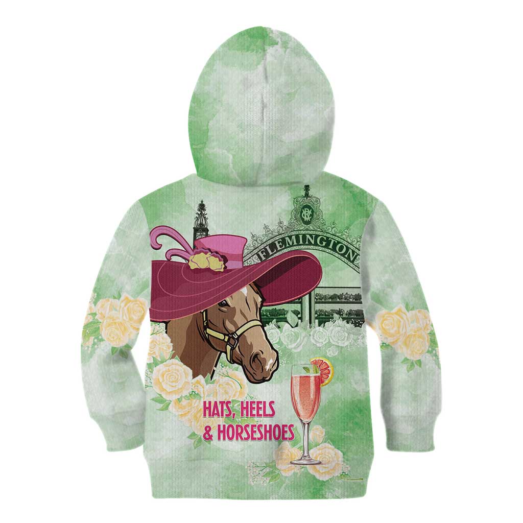 Australia Cup Melbourne Horse Racing Kid Hoodie Hats Heels & Horseshoes Yellow Roses - Aussie Hoodie