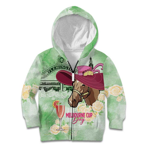 Australia Cup Melbourne Horse Racing Kid Hoodie Hats Heels & Horseshoes Yellow Roses - Aussie Hoodie